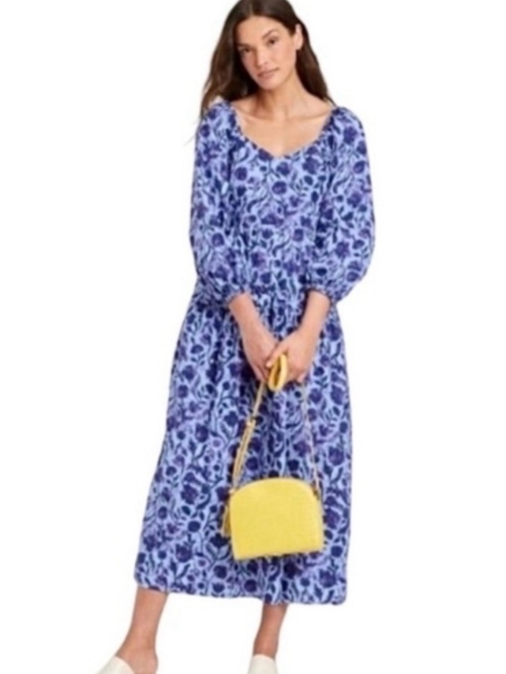Universal Thread Blue Floral Midi Dress with back tie, size small